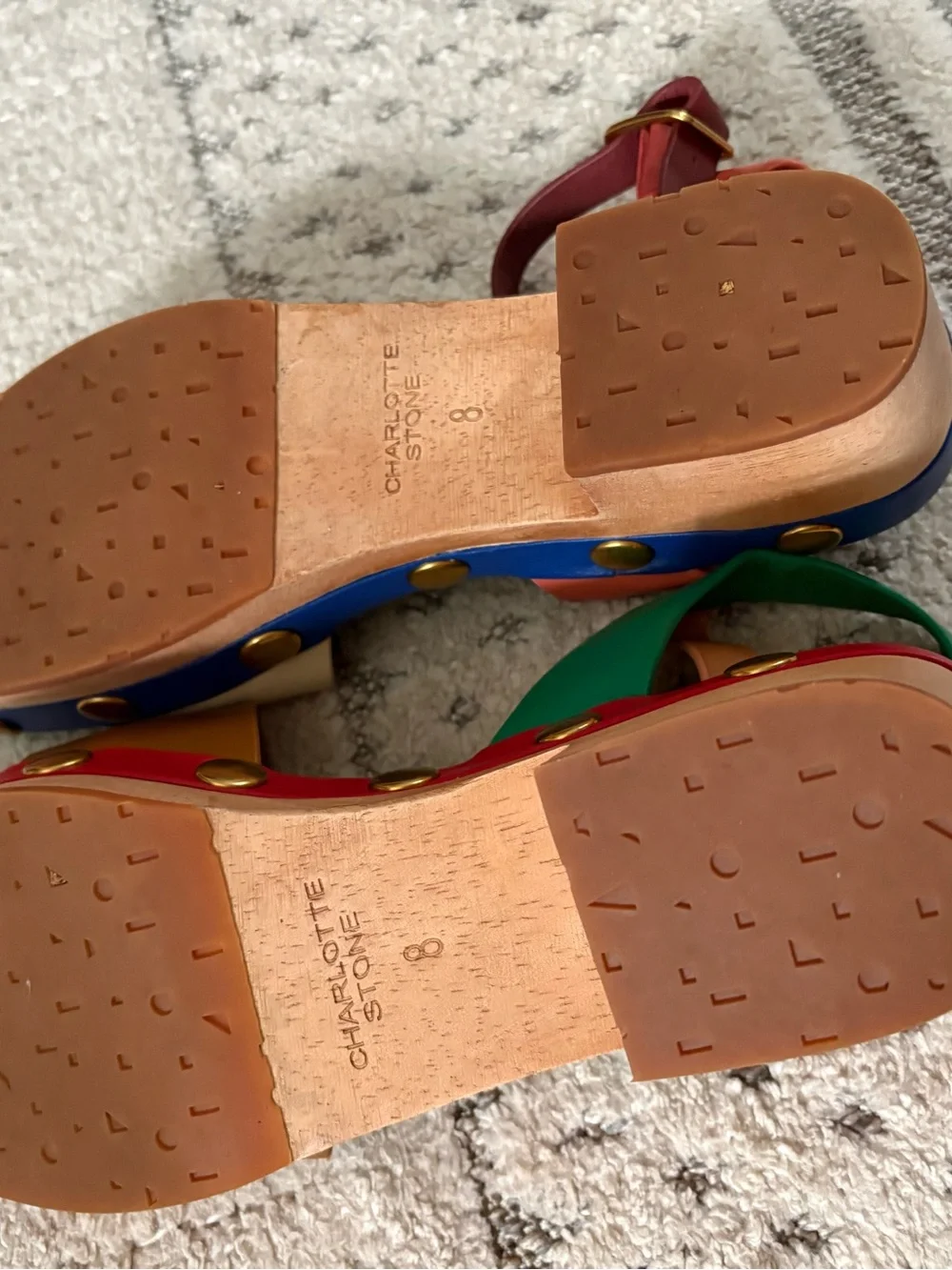 Charlotte Stone Allie Platform Sandals Size 8 Mutli Color